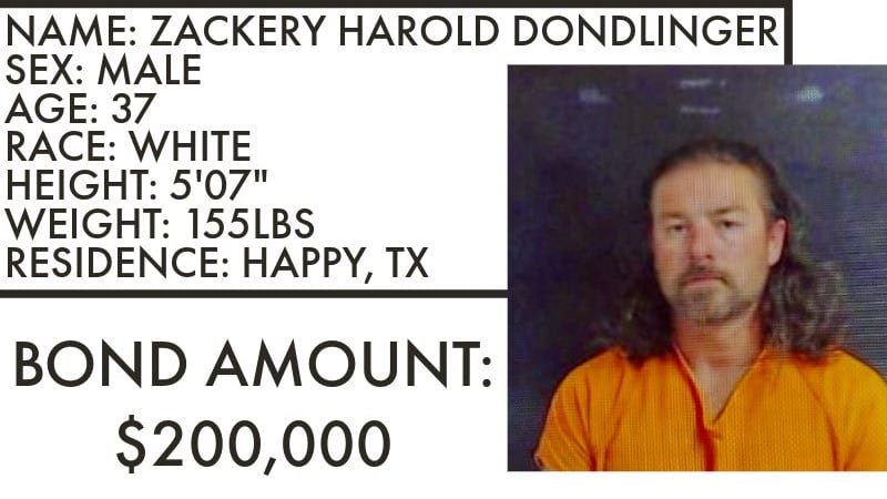 Zackery Dondlinger de Happy, Texas, arrestado y retenido en el condado Winkler