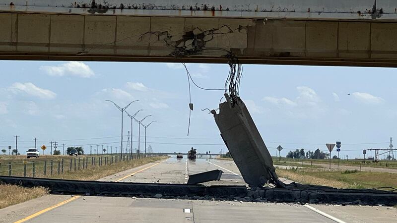 Southbound I-27 at FM 928 is closed after DPS officials say a semi hauling a crane collided...