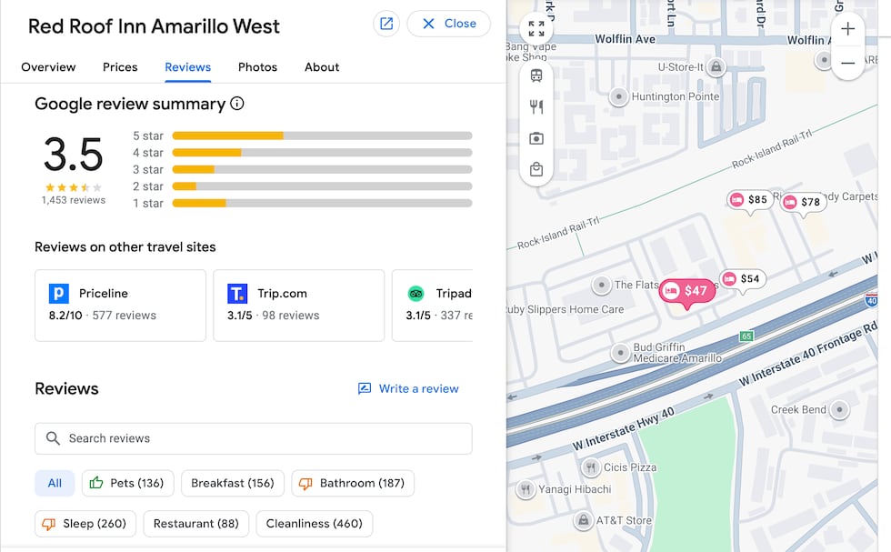 Red Roof Inn Amarillo West shows a 3.5 rating and the cheapest rate out of the surrounding...