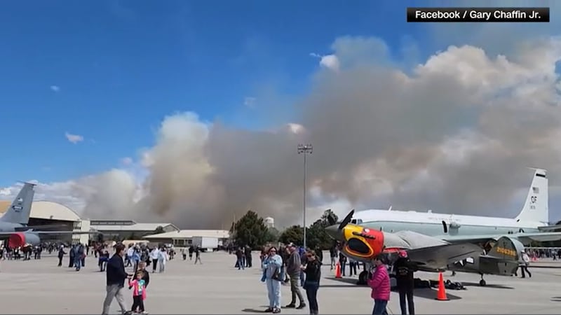 Two fighter jets collided during an air show at Mountain Home Air Force Base in Idaho on Sunday.