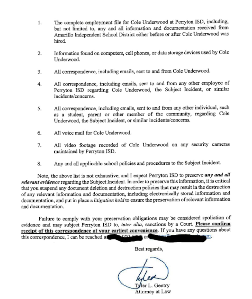A letter from the attorneys for the plaintiff gives explicit instructions for staff to not...