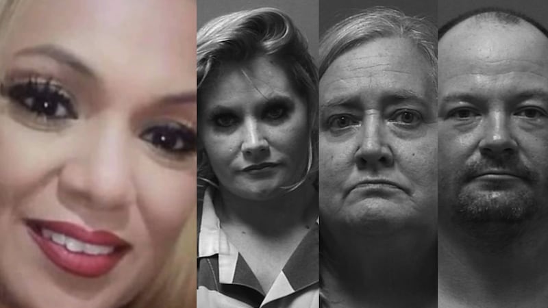 DE IZQUIERDA A DERECHA: la víctima de asesinato Elizabeth Romero, los sospechosos de asesinato...