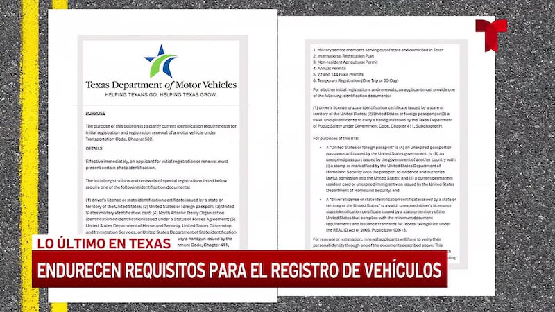 Texas endurece los requisitos de identificación para el registro de vehículos